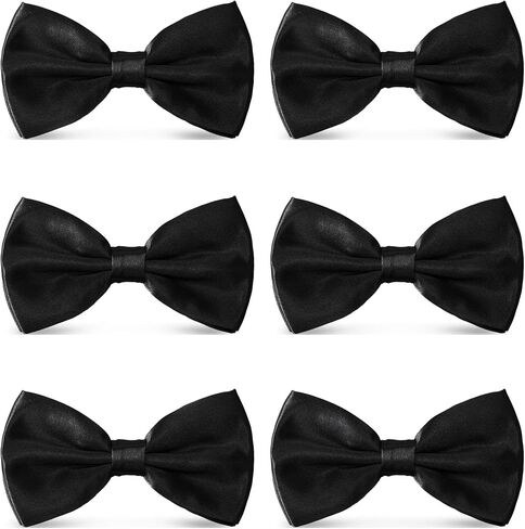 AVANTMEN Men's Bowties Formal Satin Solid - 6/12 Pack Bow Ties Pre-tied Adjustable Ties for Men Many Colors Option in bulk in Kuwait