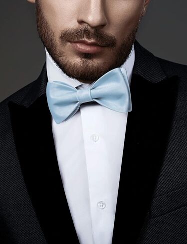 DiBanGu 3PCS Bow Ties for Men Self Tie Bow Tie and Pocket Square Set Adjustable Solid Satin Formal Tuxedo Bow Tie Wedding in Kuwait