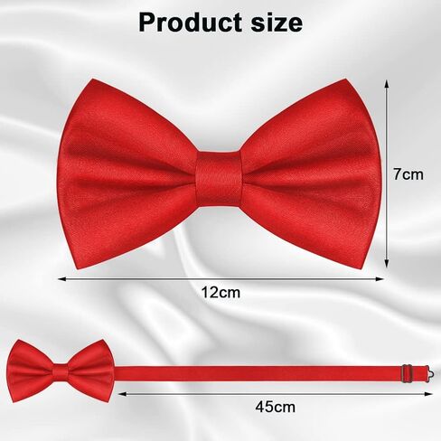 Men's Bow Tie, Classic Solid Color Pre-Tied Bow Tie for Men Satin Tux Bowtie Set Adjustable Formal Neck Bowtie in Kuwait
