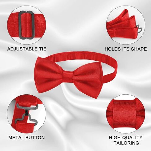 Men's Bow Tie, Classic Solid Color Pre-Tied Bow Tie for Men Satin Tux Bowtie Set Adjustable Formal Neck Bowtie in Kuwait