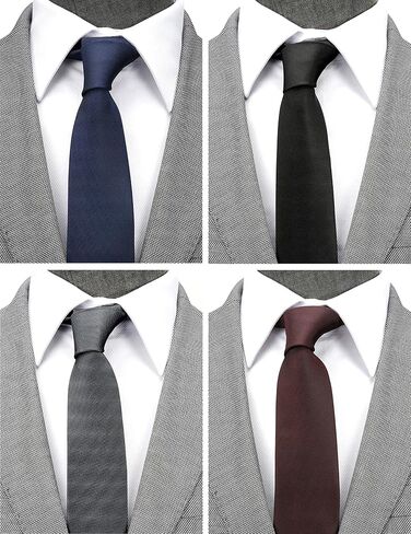 ZENXUS Skinny Solid Ties for Men, 2.5 inch Slim Plain Neckties 4-Pack in Kuwait