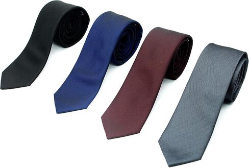 ZENXUS Skinny Solid Ties for Men, 2.5 inch Slim Plain Neckties 4-Pack in Kuwait