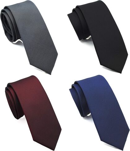 ZENXUS Skinny Solid Ties for Men, 2.5 inch Slim Plain Neckties 4-Pack in Kuwait