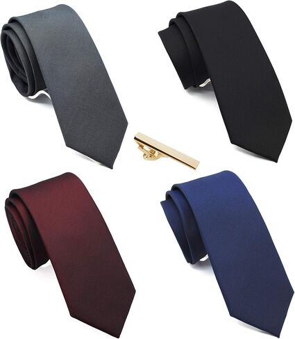 ZENXUS Skinny Solid Ties for Men, 2.5 inch Slim Plain Neckties 4-Pack in Kuwait