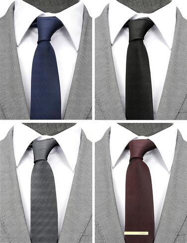ZENXUS Skinny Solid Ties for Men, 2.5 inch Slim Plain Neckties 4-Pack in Kuwait