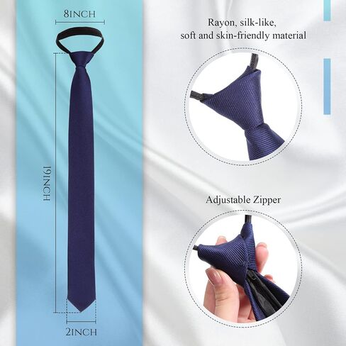 4 Pieces Zipper Ties for Men Adjustable Men's Pretied Neckties Zip on Tie for Men Zipper Skinny Necktie Clip on Slim Tie in Kuwait