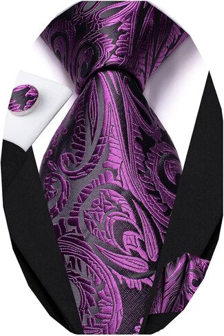 Dubulle Mens Paisely Silk Tie for Men Necktie and Pocket Square Set in Saudi Arabia