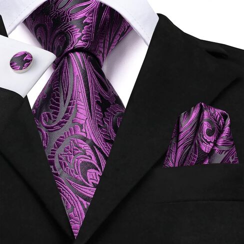 Dubulle Mens Paisely Silk Tie for Men Necktie and Pocket Square Set in Saudi Arabia