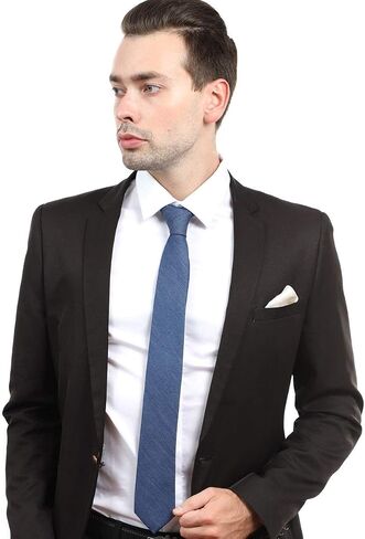JESLANG Men's Skinny Tie 2.56" Cotton Linen Necktie Perfect for Formal and Casual Occasions in Saudi Arabia