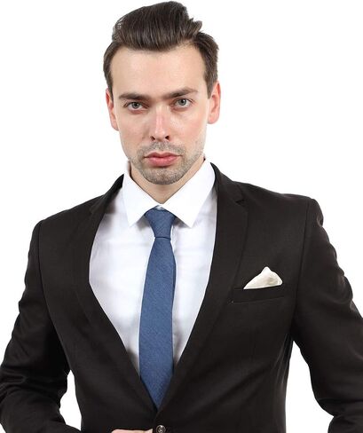 JESLANG Men's Skinny Tie 2.56" Cotton Linen Necktie Perfect for Formal and Casual Occasions in Saudi Arabia