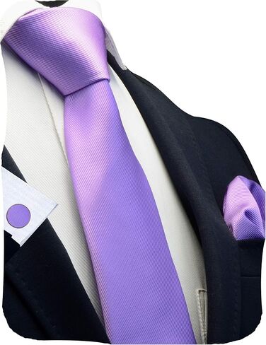 GUSLESON 3.15"（8cm） Solid Color Necktie and Pocket Square Cufflinks Sets For Men + Gift Box in Kuwait