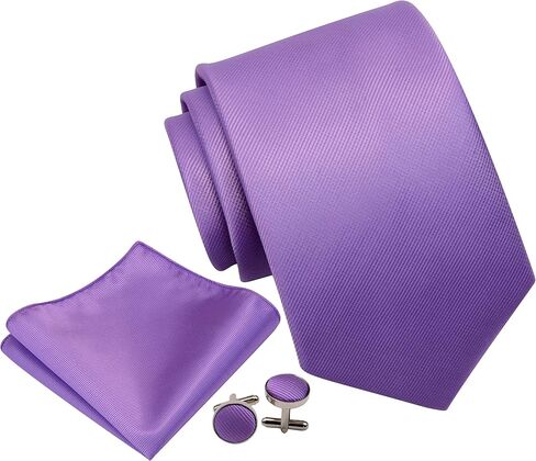 GUSLESON 3.15"（8cm） Solid Color Necktie and Pocket Square Cufflinks Sets For Men + Gift Box in Kuwait