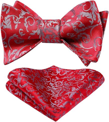 HISDERN Bow Ties for Men Floral Bowties Mens Self Tie Bow Tie Handkerchief Jacquard Woven Bowtie Pocket Square Set in Saudi Arabia