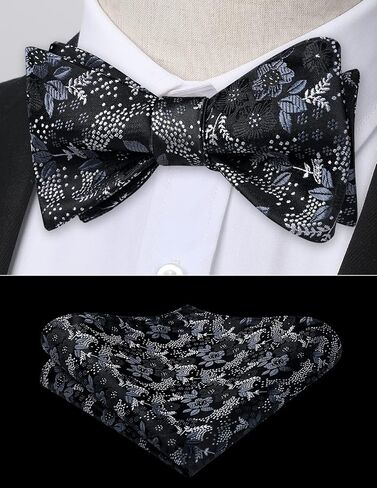 HISDERN Bow Ties for Men Floral Bowties Mens Self Tie Bow Tie Handkerchief Jacquard Woven Bowtie Pocket Square Set in Saudi Arabia