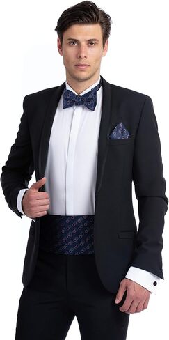 NV HOLDERS: Men's Premium 100% Silk Cummerbund, Bow Tie, Handkerchief - Black Tuxedo set in Saudi Arabia
