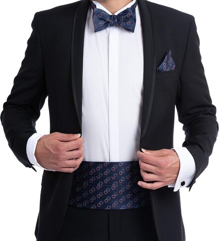 NV HOLDERS: Men's Premium 100% Silk Cummerbund, Bow Tie, Handkerchief - Black Tuxedo set in Saudi Arabia