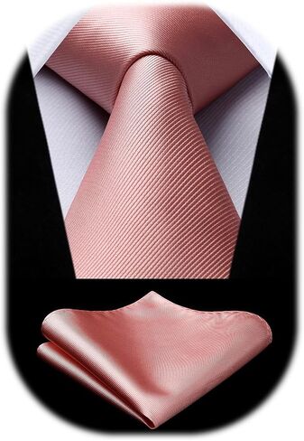 HISDERN Solid Color Ties for Men Formal 3.35" Necktie Business Tie and Pocket Square Set Classic Satin Mens Wedding Ties in Saudi Arabia
