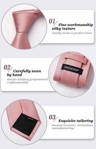 HISDERN Solid Color Ties for Men Formal 3.35" Necktie Business Tie and Pocket Square Set Classic Satin Mens Wedding Ties in Saudi Arabia