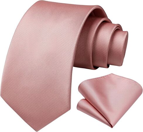 HISDERN Solid Color Ties for Men Formal 3.35" Necktie Business Tie and Pocket Square Set Classic Satin Mens Wedding Ties in Saudi Arabia