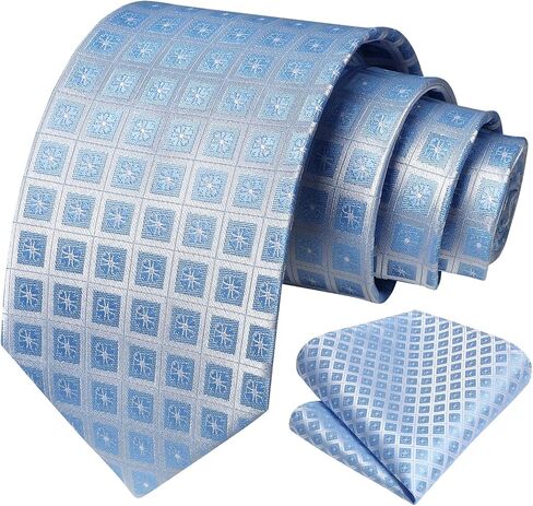 HISDERN Mens Ties Plaid Tie and Pocket Square Set Classic Woven Formal Checkered Neckties & Handkerchief Wedding Party in Saudi Arabia
