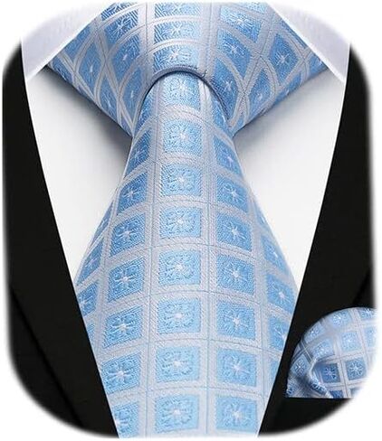 HISDERN Mens Ties Plaid Tie and Pocket Square Set Classic Woven Formal Checkered Neckties & Handkerchief Wedding Party in Saudi Arabia