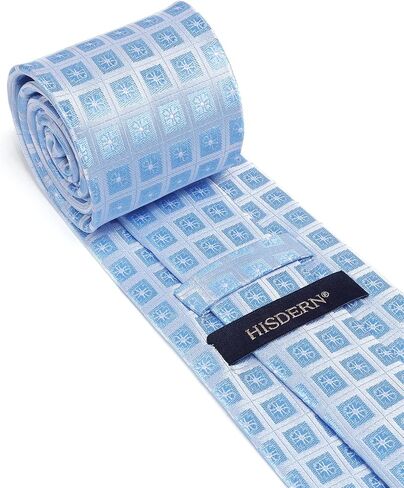 HISDERN Mens Ties Plaid Tie and Pocket Square Set Classic Woven Formal Checkered Neckties & Handkerchief Wedding Party in Saudi Arabia