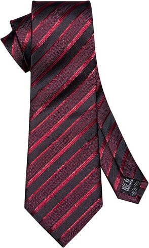 Barry.Wang Stripe Men Ties Set Classic WOVEN Necktie with Handkerchief Cufflinks Formal in Kuwait