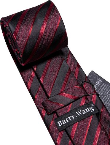 Barry.Wang Stripe Men Ties Set Classic WOVEN Necktie with Handkerchief Cufflinks Formal in Kuwait