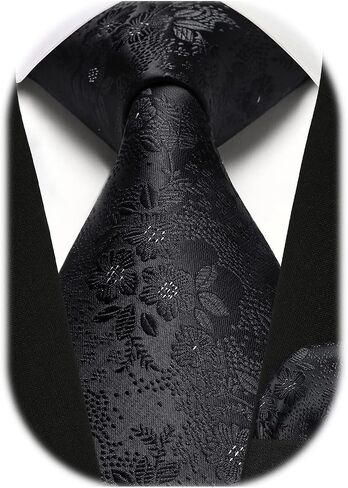 Men Floral Ties Woven Classic 3.4" Necktie Set Formal tie Pocket Square for Wedding Business with Handkerchief Gift Box in Saudi Arabia
