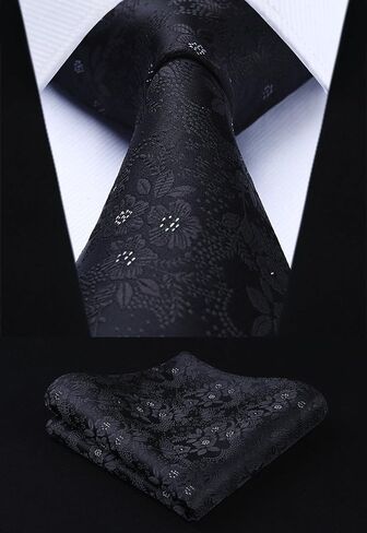Men Floral Ties Woven Classic 3.4" Necktie Set Formal tie Pocket Square for Wedding Business with Handkerchief Gift Box in Saudi Arabia