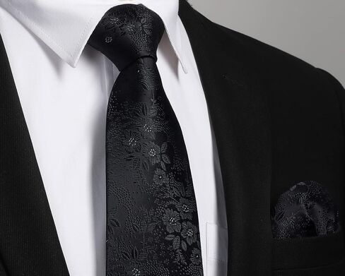 Men Floral Ties Woven Classic 3.4" Necktie Set Formal tie Pocket Square for Wedding Business with Handkerchief Gift Box in Saudi Arabia