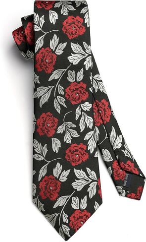Men Floral Ties Woven Classic 3.4" Necktie Set Formal tie Pocket Square for Wedding Business with Handkerchief Gift Box in Saudi Arabia
