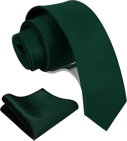 GUSLESON 2.4" Slim Necktie and Handkerchief Set For Men Solid Skinny Tie Brooch Set in Saudi Arabia