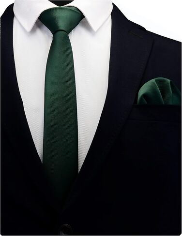 GUSLESON 2.4" Slim Necktie and Handkerchief Set For Men Solid Skinny Tie Brooch Set in Saudi Arabia