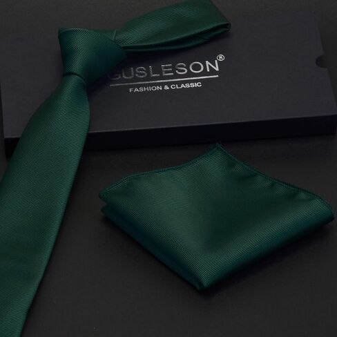 GUSLESON 2.4" Slim Necktie and Handkerchief Set For Men Solid Skinny Tie Brooch Set in Saudi Arabia