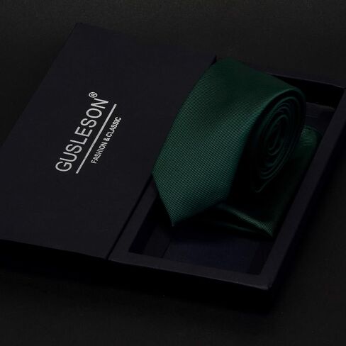 GUSLESON 2.4" Slim Necktie and Handkerchief Set For Men Solid Skinny Tie Brooch Set in Saudi Arabia