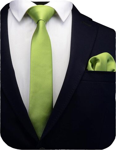 GUSLESON 2.4" Slim Necktie and Handkerchief Set For Men Solid Skinny Tie Brooch Set in Saudi Arabia