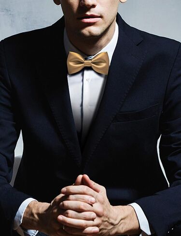 JEMYGINS Mens Solid Color Pre-tied Bow Tie and Pocket Square Cufflink Set in Kuwait