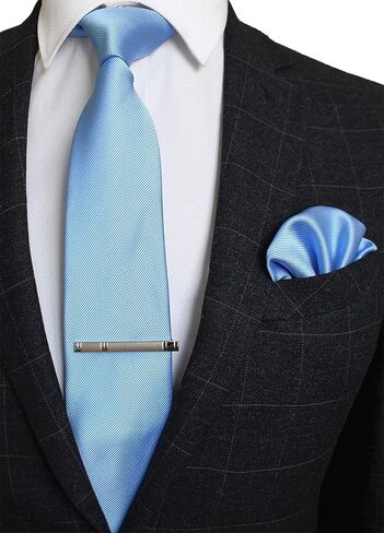 JEMYGINS Solid Color Formal Necktie and Pocket Square Tie Clip Sets for Men in Kuwait