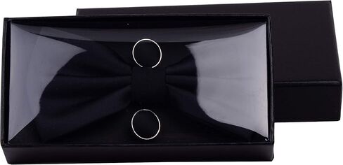 GUSLESON Mens Solid Color Double Fold Pre-tied Bow Tie and Pocket Square Cufflink Set with Gift Box in Saudi Arabia