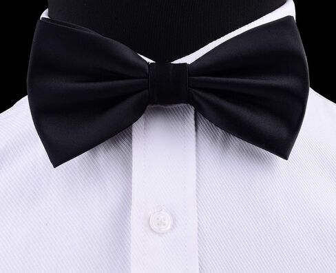 GUSLESON Mens Solid Color Double Fold Pre-tied Bow Tie and Pocket Square Cufflink Set with Gift Box in Saudi Arabia