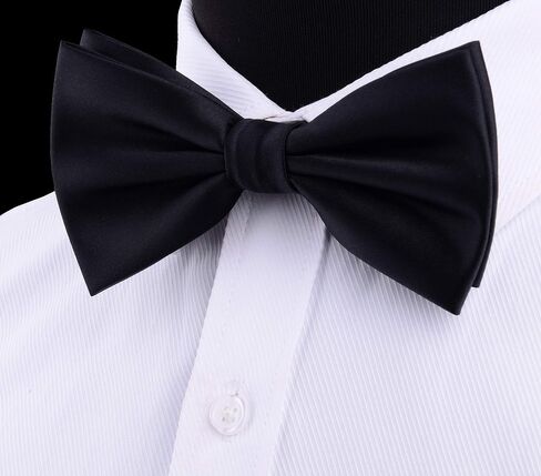 GUSLESON Mens Solid Color Double Fold Pre-tied Bow Tie and Pocket Square Cufflink Set with Gift Box in Saudi Arabia