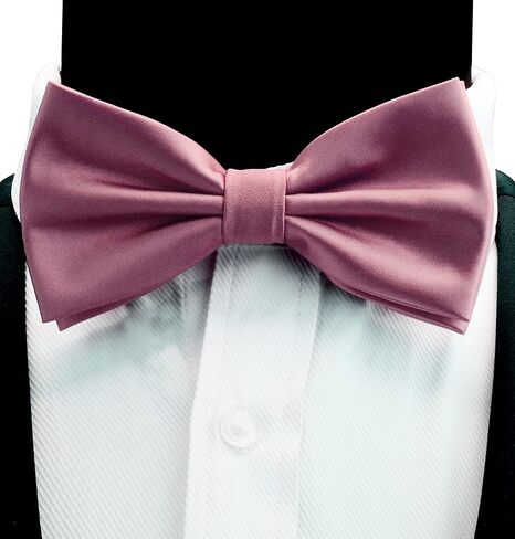 GUSLESON Mens Solid Color Double Fold Pre-tied Bow Tie and Pocket Square Cufflink Set with Gift Box in Saudi Arabia
