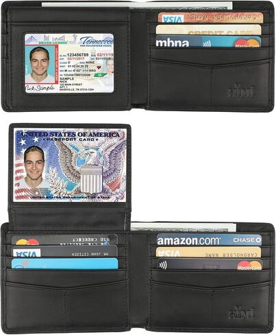 Wallet for Men-Genuine Leather RFID Blocking Bifold Stylish Wallet With 2 ID Window in Kuwait