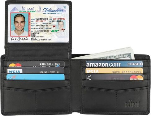 Wallet for Men-Genuine Leather RFID Blocking Bifold Stylish Wallet With 2 ID Window in Kuwait