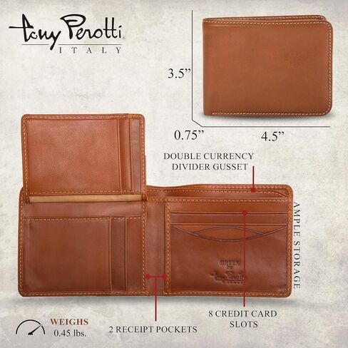 Tony Perotti Men's Italian Leather Bifold Wallet - Custom Wallets for Men - Personalized Wallet With Engraving of Initials in Saudi Arabia