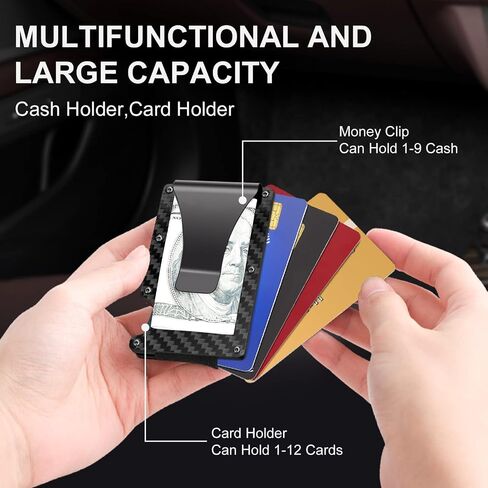 Carbon Fiber Wallet, Metal Money Clip Wallet, RFID Blocking Minimalist Wallet for Men Slim Aluminum Holder Pocket Cash Credit Card Holder in Saudi Arabia