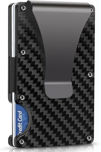 Carbon Fiber Wallet, Metal Money Clip Wallet, RFID Blocking Minimalist Wallet for Men Slim Aluminum Holder Pocket Cash Credit Card Holder in Saudi Arabia