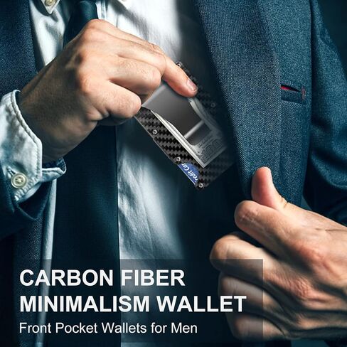 Carbon Fiber Wallet, Metal Money Clip Wallet, RFID Blocking Minimalist Wallet for Men Slim Aluminum Holder Pocket Cash Credit Card Holder in Saudi Arabia