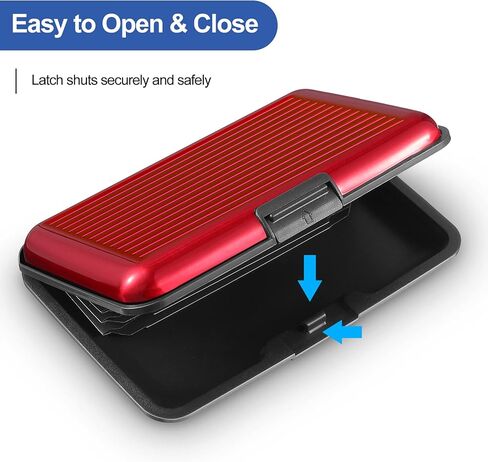 BBTO 2 Pieces Credit Card Holder Slim Mini RFID Blocking Credit Card Protector Aluminum Business Card Case Metal ID Organizer Wallet with 7 Slots for Women Men (Black, Silver) in Kuwait